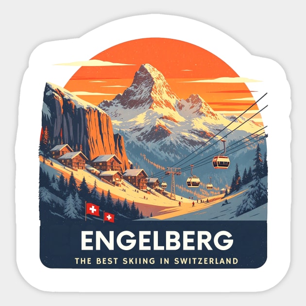 Engelberg Skiing Resort Best of Switzerland Sticker by Art2Wear